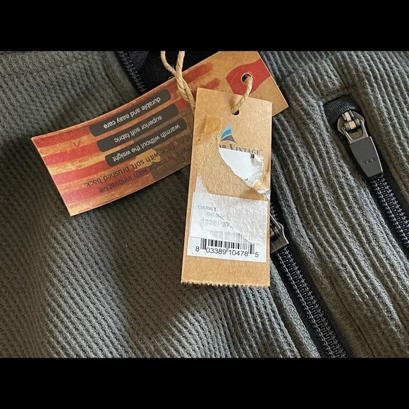 Taylor  Vintage Men's Gray Waffle Fleece Zip up Jacket Size M NWT - Picture 10 of 12